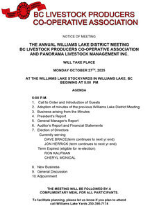 Notice: Williams Lake District Meeting