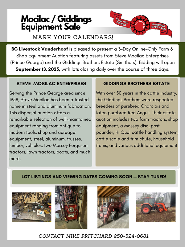 Mocilac / Giddings Equipment Sale