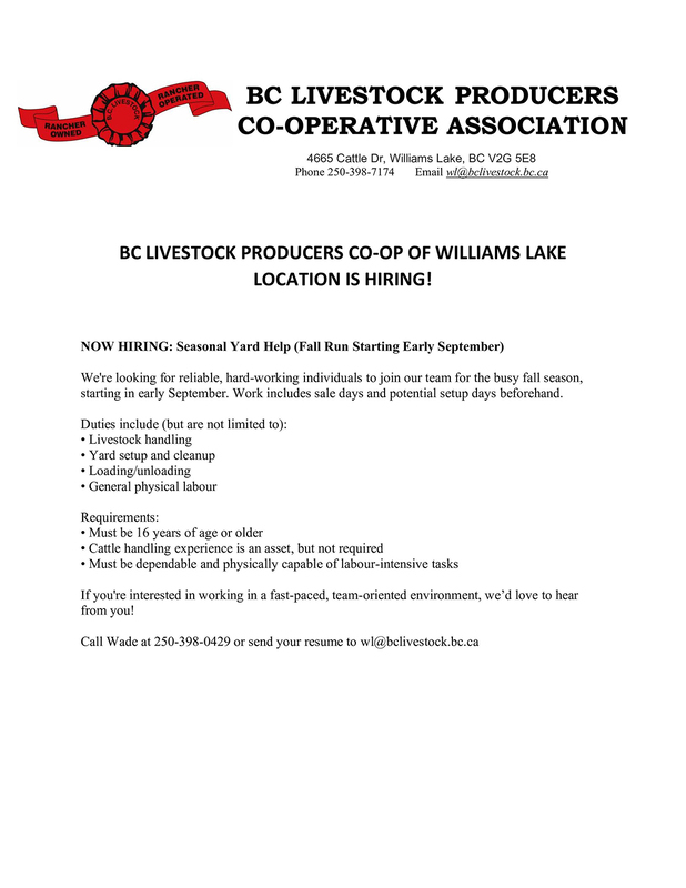 Williams Lake Posting